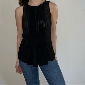 Black sheer pleated Zara blouse sleeveless